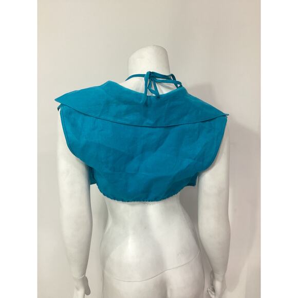 Matthew Bruch Blue Linen Vest With Triangle Top Size S - Picture 3 of 4